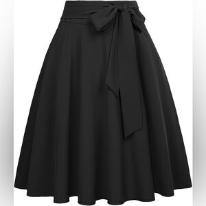 High Waist Vintage inspired A Line Elegant Black Skirt Large